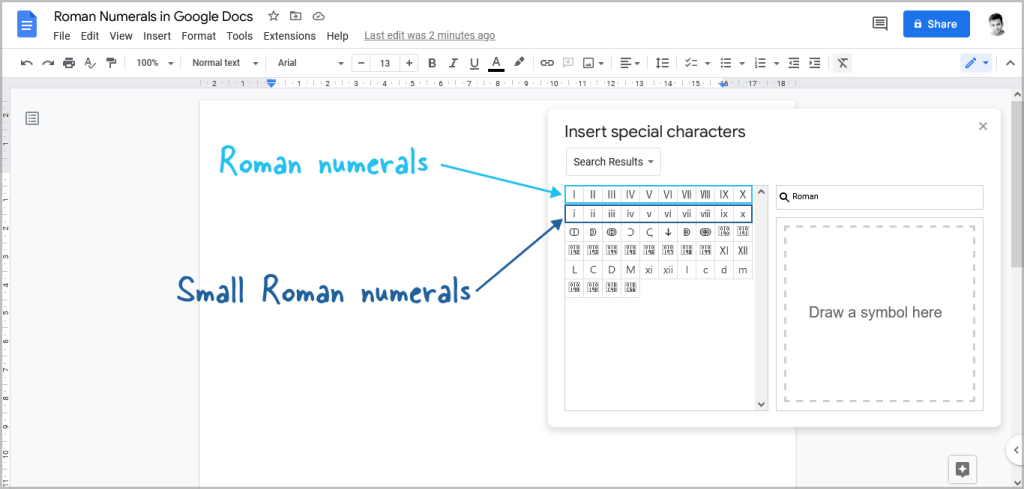 Picture of: How to Do Roman Numerals in Google Docs ( Easy Steps)