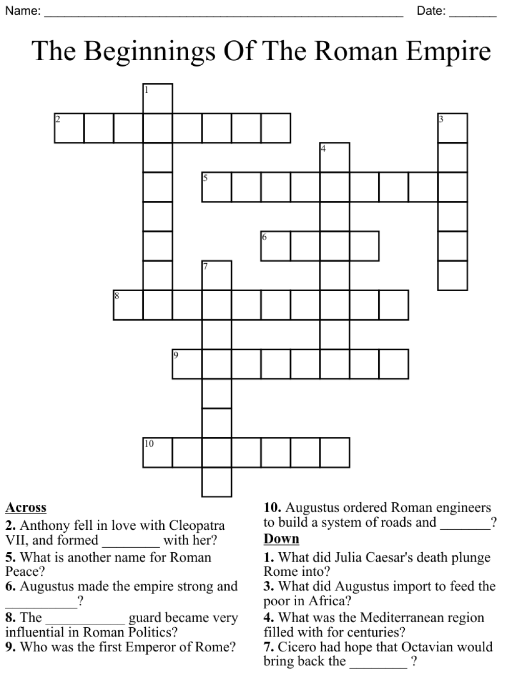Picture of: The Beginnings Of The Roman Empire Crossword – WordMint