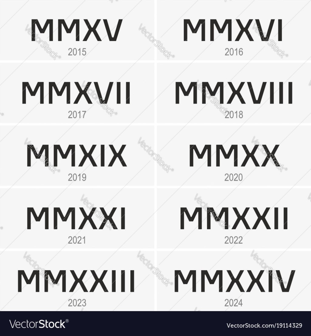 Picture of: Years from  to  written in roman numerals Vector Image
